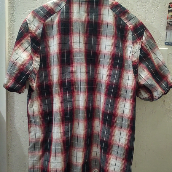 Men Elixir Button Down Red Black White Plaid Short Sleeve Shirt Size XL - Picture 3 of 4